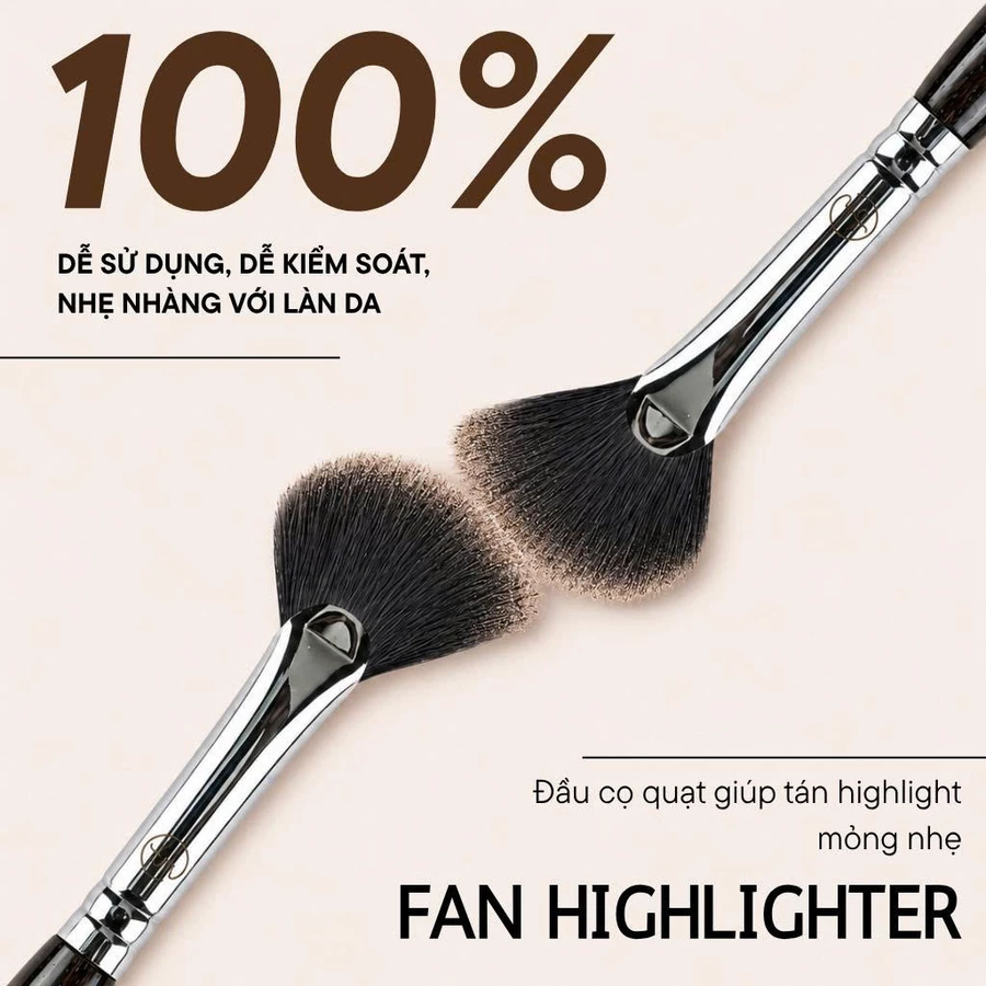Cọ Quạt Highlight BH Cosmetics Fan Highlighter Brush BH533
